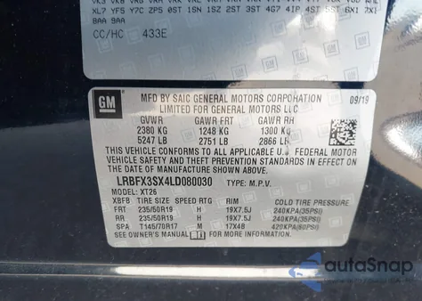 2020 Buick Envision Awd Premium I z USA, uszkodzony, nr VIN LRBFX3SX4LD080030